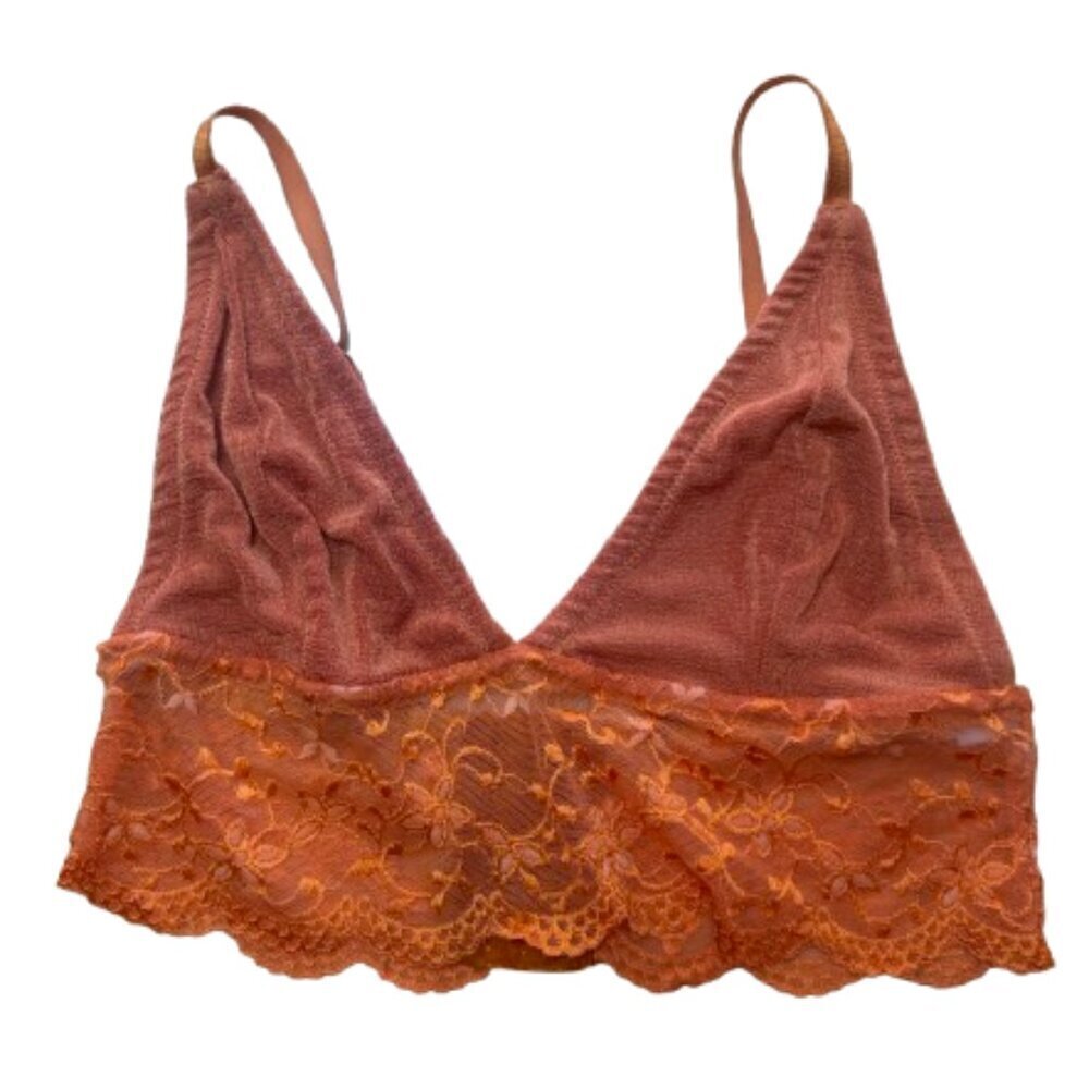Some Days Lovin Orange Lace Bralette Crop Top Size Small